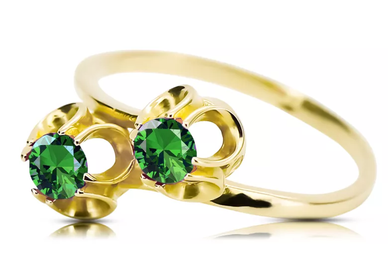 Каблучка Вінтаж стиль Смарагд 14K Жовте золото vrc266y